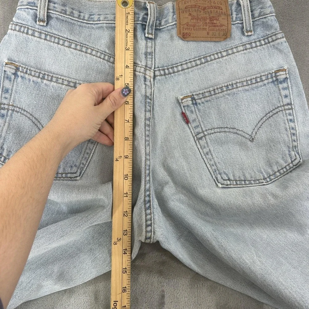 Levi's 550 Jeans Mens 28x30 Blue Light Wash Relaxed Tapered Distressed Denim